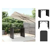 vidaXL Bartisch mit Glasplatte Schwarz 145x80x110 cm Poly Rattan