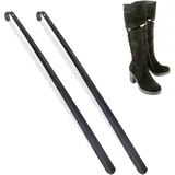 Relaxdays Schuhlöffel lang, 2er Set, 70 cm, Schuhanzieher Metall, stabil, zum Aufhängen, Anziehhilfe für Schuhe, schwarz