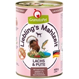 GranataPet Sparpaket: 24x400g Granatapet Liebling's Mahlzeit Lachs & Pute Hundefutter nass