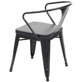 Mendler 2er-Set Esszimmerstuhl HWC-H10d, Stuhl Küchenstuhl Chesterfield Metall Kunstleder Industrial Gastronomie ~ schwarz-grau