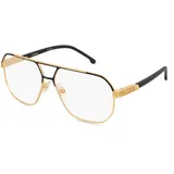 Carrera 1135 Herrenbrille inkl. Gläser Vollrand Pilot Metall-Gestell 60mm/14mm/145mm, schwarz