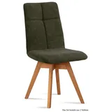 58 aufm Kessel Esszimmerstuhl Küchenstuhl drehbar (2er-Set) Dorea 47x92x60 Eiche geölt/Rosewood (Lieferung bis Verwendungsstelle, 2 St), Stabiles Gestell aus Massivholz pflegeleichter Bezug aus Microfaser grün