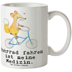 Mr. & Mrs. Panda Tasse Fuchs Fahrrad fahren Medizin – Weiß – Geschenk, Kaffeebecher, Radspor, Keramik weiß