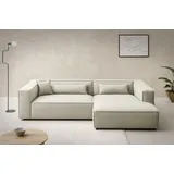 LeGer Home by Lena Gercke Ecksofa »PIARA XXL, Big-Sofa in Cord oder Leinenoptik, L-Form, mit Kedernaht«, wahlweise Ottomane rechts/links, schwarze Füße, extra tiefe Sitzfläche