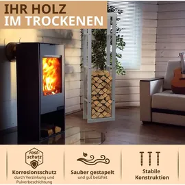 lawa living and lifestyle Kaminholzregal innen + außen Metall verzinkt 40x25x150 Silber Feuerholzregal Brennholzregal außen Stapelhilfe Kaminholz Kaminregal galvanisiert - Silber