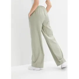 bonprix Palazzohose BONPRIX, Damen, Gr. 40, N-Gr, grün (seegras), Obermaterial: 55% Leinen, 45% Viskose, loose fit, Hosen Palazzohose, aus Leinen und Viskose, Loose Fit Passform, mit Smock-Bund
