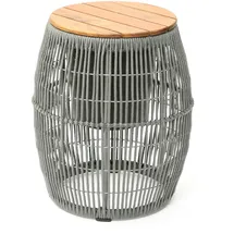 MARELIDA Beistelltisch Gartentisch oval fassförmig Gartenmöbel mit Behälter 49cm grau