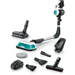 BOSCH Akku-Stielstaubsauger "Unlimited 7 ProHygienic Aqua BKS71HYG1, 2in1 Saugen & Wischen", weiß, B:25,2cm H:131,5cm T:20,4cm, Akkusauger, Knickrohr, Hygiene-Filter, 10 J. Motorgarantie, Schnellladegerät, weiß