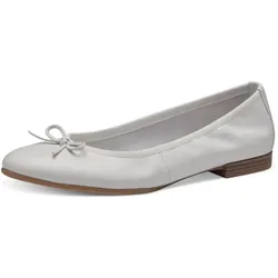 Ballerina TAMARIS, Damen, Gr. 36, weiß, Leder, unifarben, klassisch, Schuhe, Flats, Slipper, Businessschuh mit dekorativer Schleife