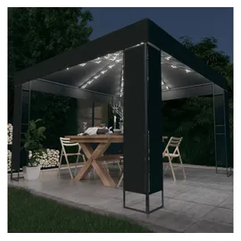 vidaXL Pavillon mit Doppeldach & LED-Lichterkette 3x3 m Anthrazit