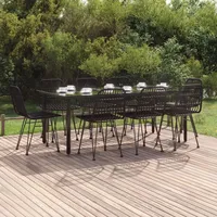 VidaXL 9-tlg. Garten-Essgruppe Schwarz Poly Rattan