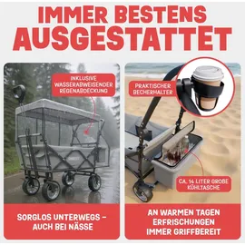 onbest Bollerwagen faltbar mit Dach grau