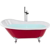 Beliani Freistehende Badewanne, CAYMAN 153 x 77 cm rot