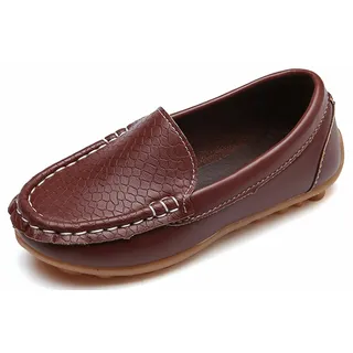 Yeeteepot Kinder Mokassins Bootsschuhe Mädchen Flache Halbschuhe Jungen Weich Loafers rutschfest Oxfords Slippers Bequem Lauflernschuhe, Braun 28 EU = 29 CN - 28 EU