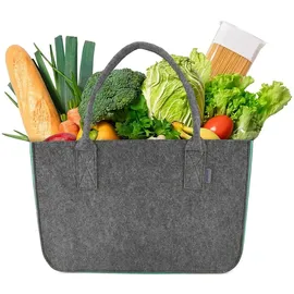 idea home Valencia Shopper Dunkelgrau/Türkis 30 Liter