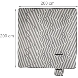Relaxdays Picknickdecke grau-weiß 200 x 200 cm