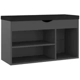jinlefu Schuhbank mit Kissen Grau 80x30x47 cm Holzwerkstoff