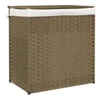 vidaXL Wäschekorb mit 2 Fächern 53x35x57 cm Poly Rattan