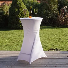 Baumarktplus 2er Set Stehtischhusse Tischdecke Husse Partytisch Bistrotisch Decke 60cm Weiß