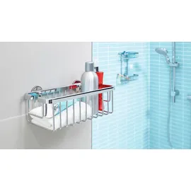 Tesa Aluxx Duschkorb zum Kleben viereckig 1 Ablage verchromt 25 cm