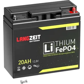 LANGZEIT Batterien Langzeit LiFePO4 20Ah 12V Lithium Batterie