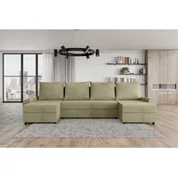 ALTDECOR Wohnlandschaft TUSCANY-U, Couch mit Schlaffunktion, Wohnzimmer - Wohnlandschaft beige|braun