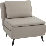 HOMCOM 1-Sitzer Schlafsessel, Clic-Clac Schlafsessel 3 in 1 mit verstellbarer Rückenlehne, Kissen, breite Sitzfläche, S-Federn, gepolstertes Leinen-Sofa für Gäste, Wohnzimmer, Büro, Hellbraun   Aosom
