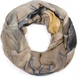 Stylebreaker Loop Schal Hirsch Tierprint Geometrisch, Beige-Blau | Gr.: onesize