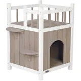 TRIXIE natura Cat's Home mit Balkon, 45 x 65 x 45 cm, grau / weiß