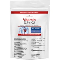 Vitamin D3 5000 IE Premium Qualität + K2 200μg Vitamine 180 Tabletten