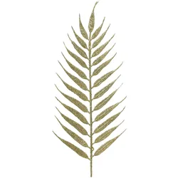 4x Farn Blatt 30cm Kunststoff mit Glitzer Tropische Kunstblätter Kunstpflanzen Blätter Deko Tischdeko Hochzeitsdeko Dekopflanzen Pflanzendeko gold