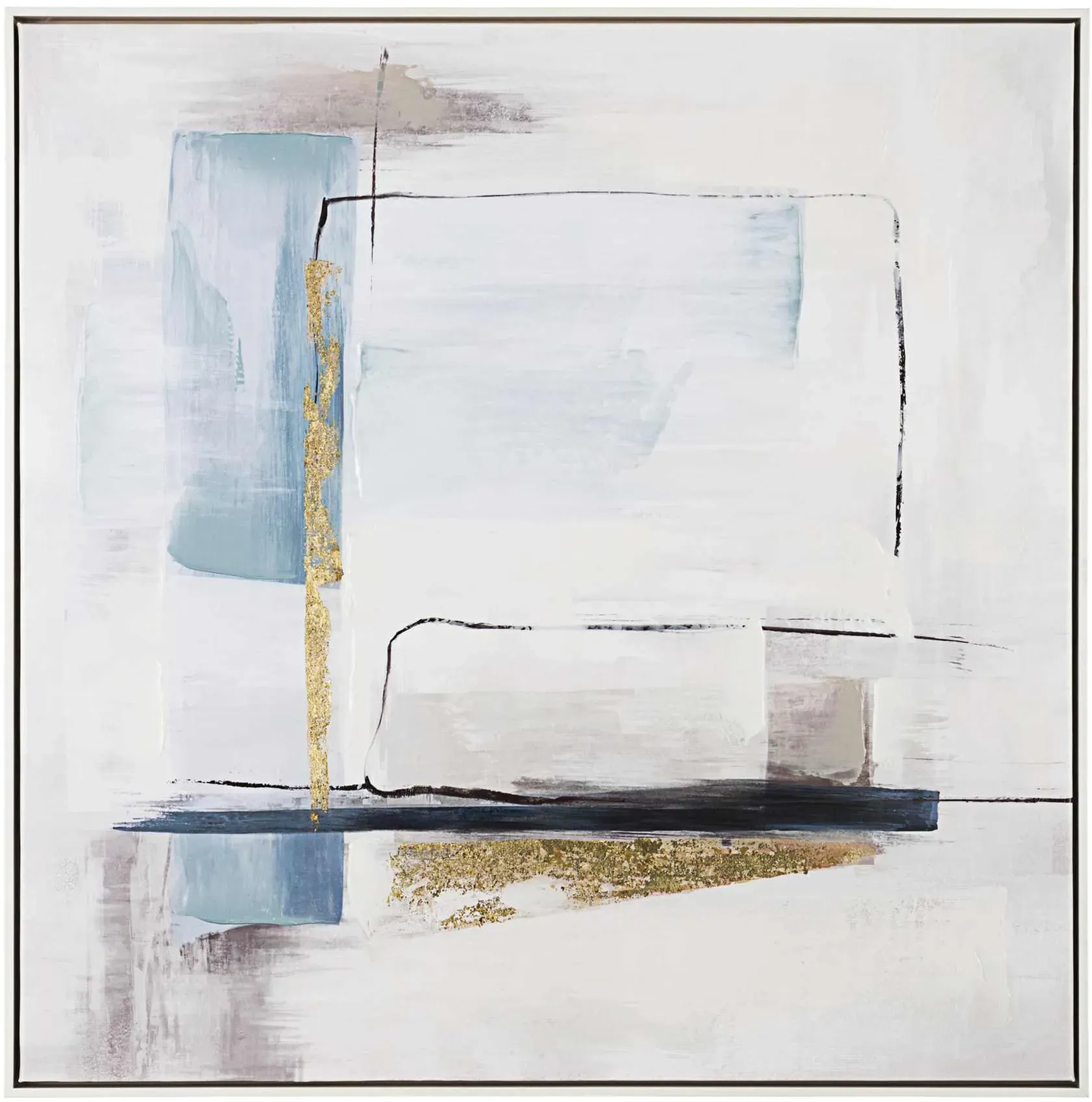 Bild Abstract No.2, Druck auf Leinwand, klassisch-modern, grau bunt, quadratisch 82x82 cm