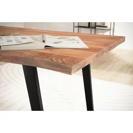 FineBuy Schreibtisch Akazie massiv / Schwarz