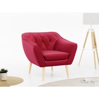 MKS MÖBEL Sofa PIRS 1 Sitzer, Set, 1-Sitzer Sessel, Skandinavischer Stil, Gesteppte Polsterung, Holzbeine, T30-Schaum rot