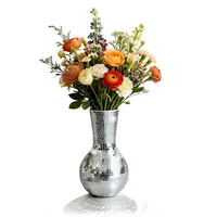 Relaxdays Disco Vase, mit Spiegelglas, 28 cm, Mosaik-Vase, runde