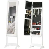 Schmuckschrank Mit Verstellbarem Spiegel Und Warmweißen Led-leuchten, 36 X 30 X 136 Cm