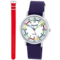 Pacific Time Lernuhr Mädchen Jungen Kinder Armbanduhr 2 Armband violett + rot analog Quarz 11018