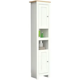 VCM Balusa Hochschrank 42 x 180 cm Weiß/Eiche Holz