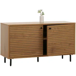 Garderobenkommode MCW-N78, Kommode Schrank, skandinavischer Stil Metall Holz Melamin MVG 53x94x35cm ~ natur