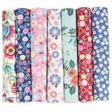 Baumwollstoff Stoffpakete,7 Stück 50 x 50cm Stoffe zum Nähen Patchwork DIY Stoffpaket DIY Baumwolltuch Meterware Stoffe Stoffreste Stoffpaket für Kleidung,Bettwäsche,Vorhänge,Tischdecken - Blumen #2