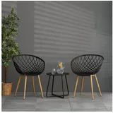 Homestyle4u Gartenstuhl Kunststoff schwarz 2er Set