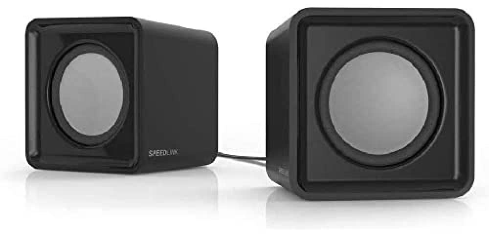 Speedlink TWOXO Stereo Speakers - USB-Lautsprecher mit Klinkenstecker für Gaming und Musik an PC/Notebook/Laptop, AUX, schwarz