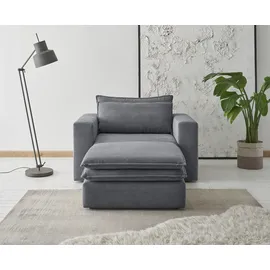 Home Affaire Sitzgruppe HOME AFFAIRE "PIAGGE", grau (anthrazit,), B:125cm H:83cm T:210cm, Sitzmöbel-Sets, Sessel mit Hocker Polstersessel, Hochwertiger Cord, Loveseat und Loveseat-Hocker im Set