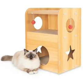 Coil Kratztonne, Katzenhöhle, Katzenkratzbaum, Katzenbett, Katzenliege, Umweltfreundliches Bett, Kratzpappe, MDF, Höhe: 55 cm