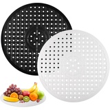 Kssvzz 2 Stück Spülmatte für Spülbecken, Spülbeckeneinlage Gummi, Kreis Spülbeckenmatte Sink Mat für Spülbecken Einlage Matte Badezimmer, Küche und Garten (31,4 x 26cm Schwarze & weiß)