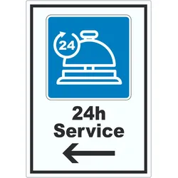 24H Service Aufkleber mit Pfeil links A1 (594x841mm)
