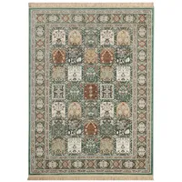 Steffensmeier Kurzflor Teppich Riad | Wohnzimmer | Orient | Pflegeleicht | Felder Grün, Größe: 195x300 cm