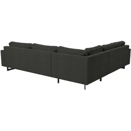 PLACES OF STYLE Ecksofa »Pinto, 250/290 cm, langer Schenkel, XXL, Ottomane«, Cord, Feincord, Luxus-Microfaser Leder und Chenille, schwarz