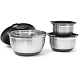 Relaxdays Schüssel-Set BOWLY silber 3-tlg.