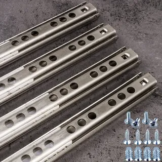 Stahlia Schubladenschienen (4 Stück) Edelstahl Teilauszug 17mm Nut Länge: 374mm Schubladenauszug Schrankauszug Auszugsschienen Laufschiene Gleitschiene